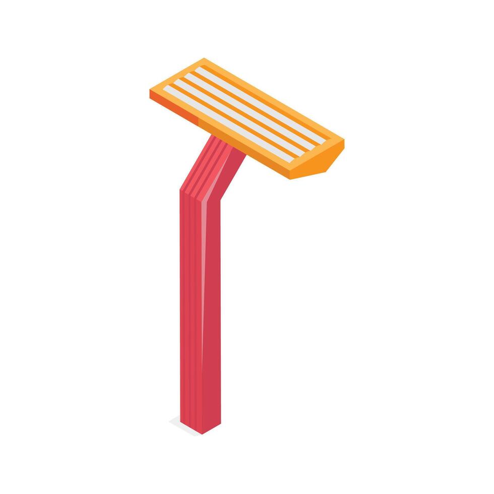 An isometric icon of a disposable razor, ready to use . vector
