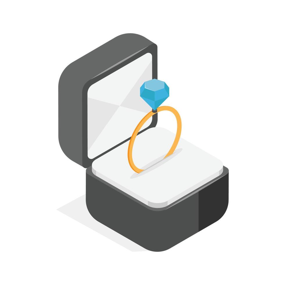 Well designed icon of diamond ring in isometric style. vector
