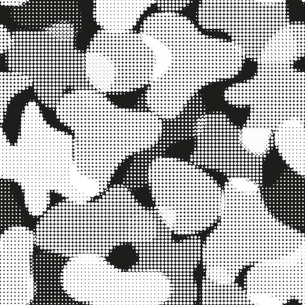 Abstract Geometric Black and White Halftone Pattern with Organic Shapes vector
