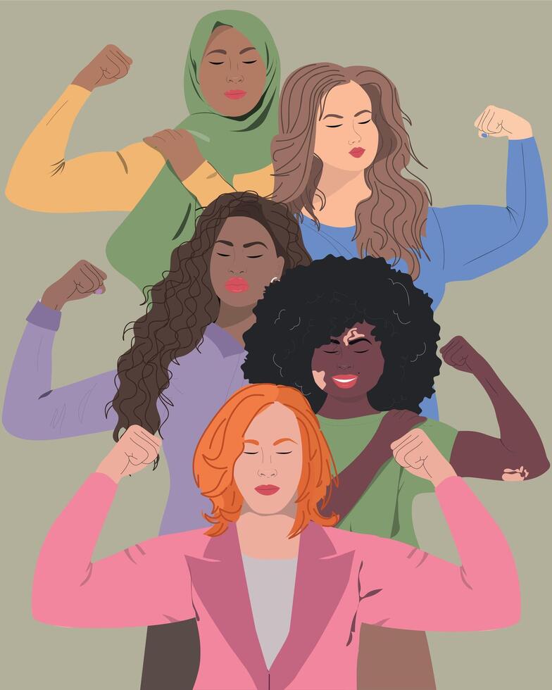 A group of beautiful women with different nationalities vector