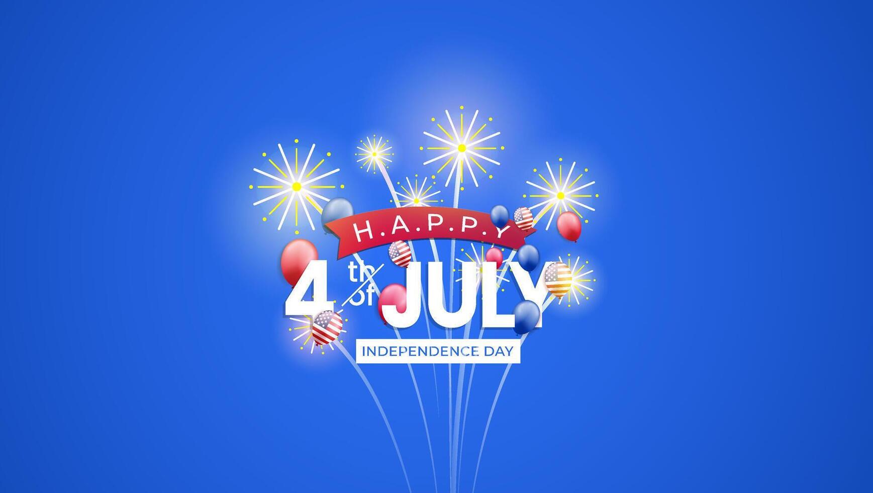 Happy Independence Day of America with balloons and firework Illustration.Fourth of July with realistic balloons. 4th of july vector
