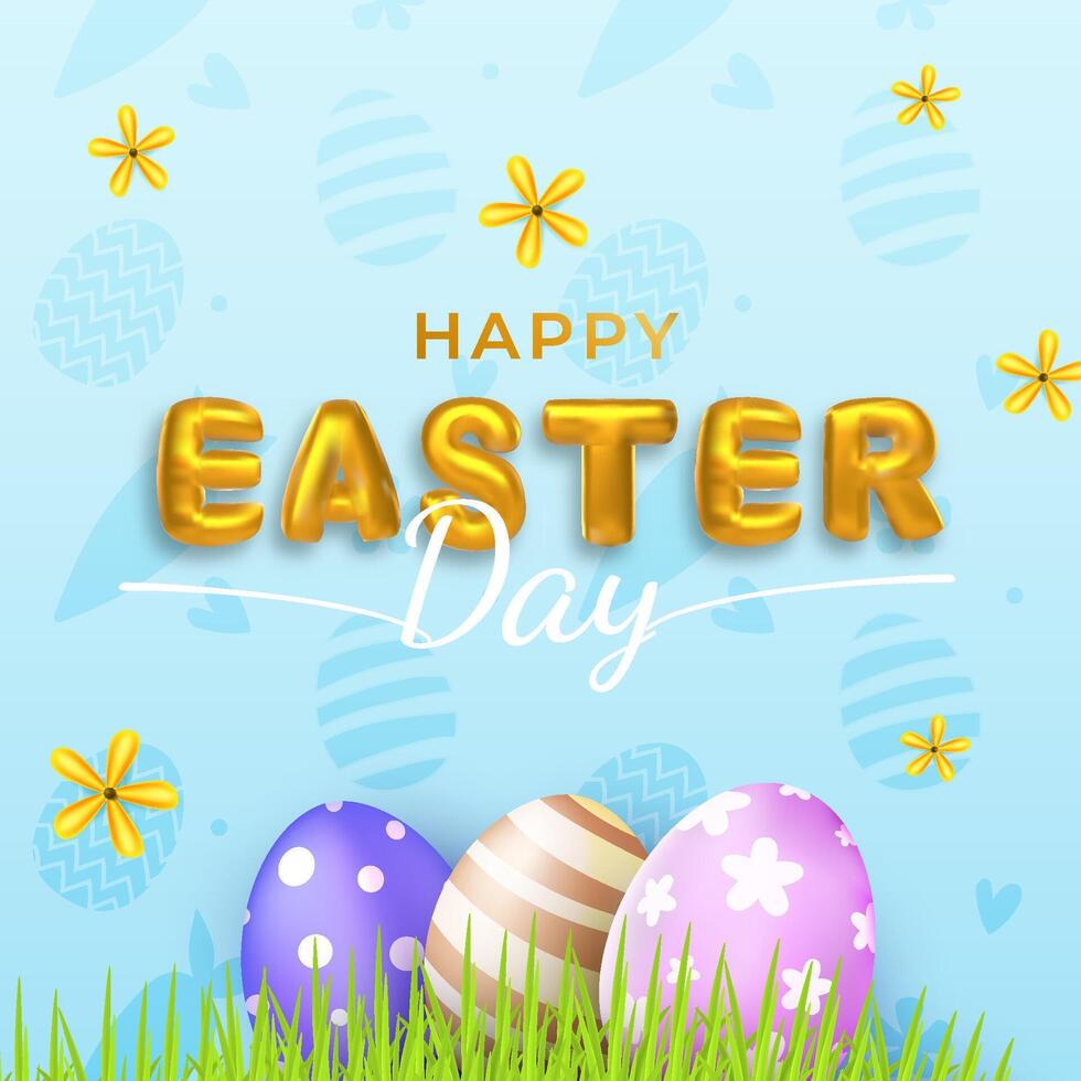 Happy Easter day concept with 3d cartoon style vector