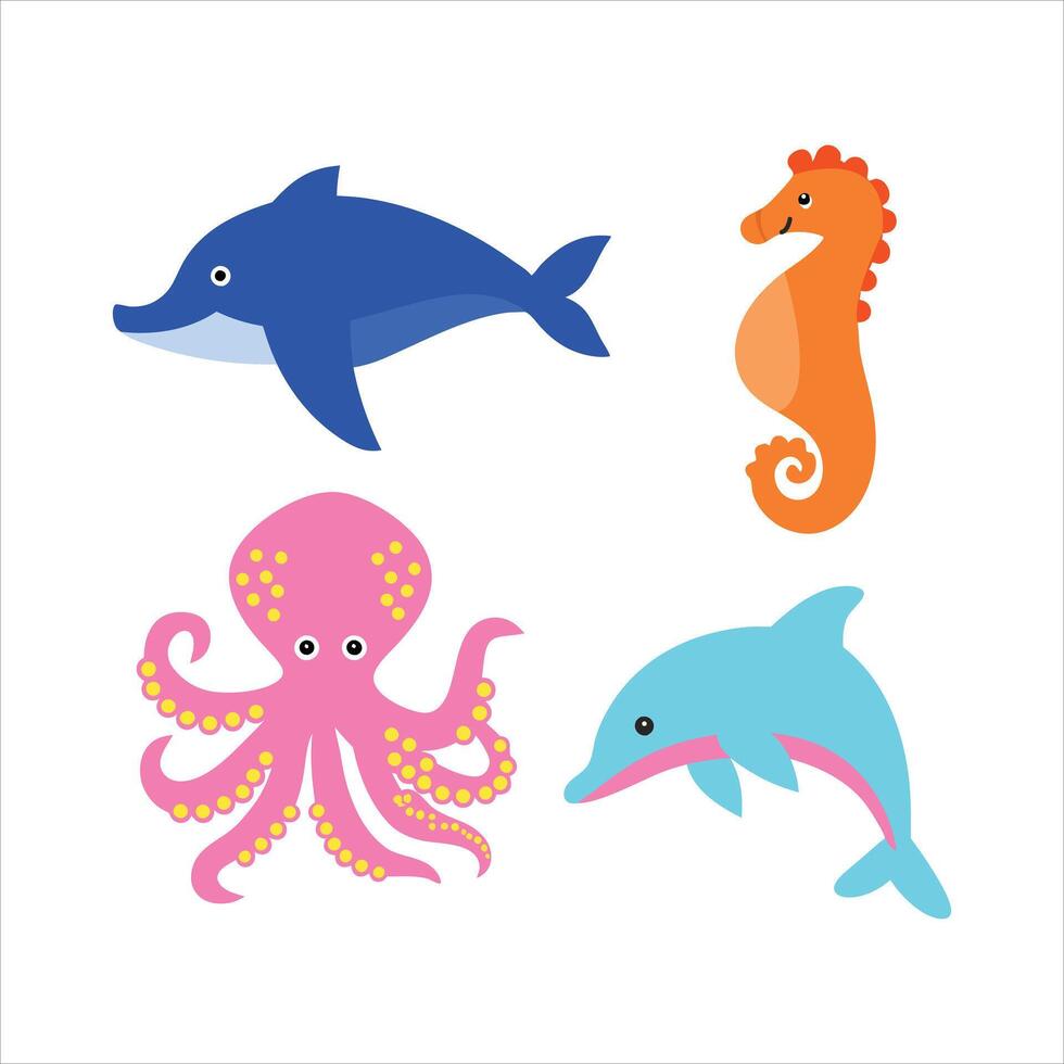 Deep Sea Treasures Unique and Colorful Sea Animal Designs vector