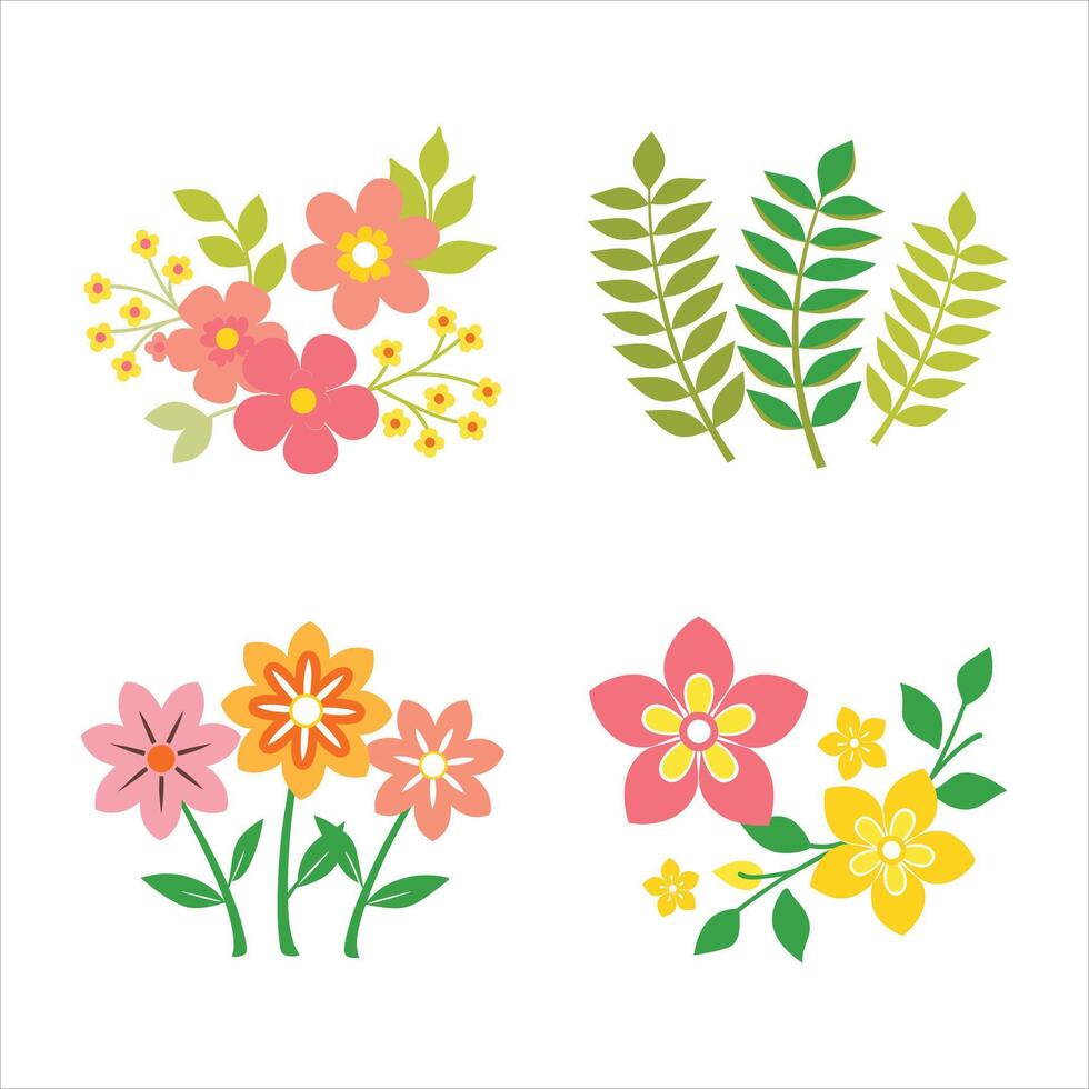 Blooming Beauty Elegant Floral Clipart Collection vector