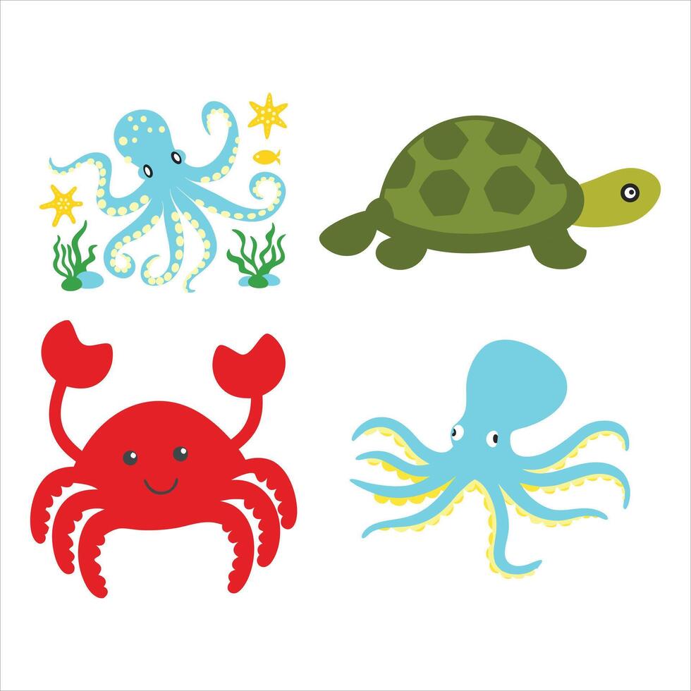 Ocean Wonders Beautiful Sea Animal Clipart Collection vector