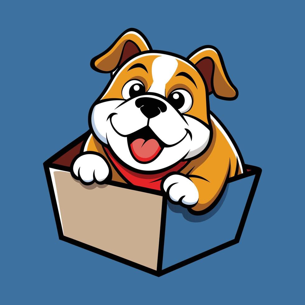 Bulldog Box Fort Cuteness vector