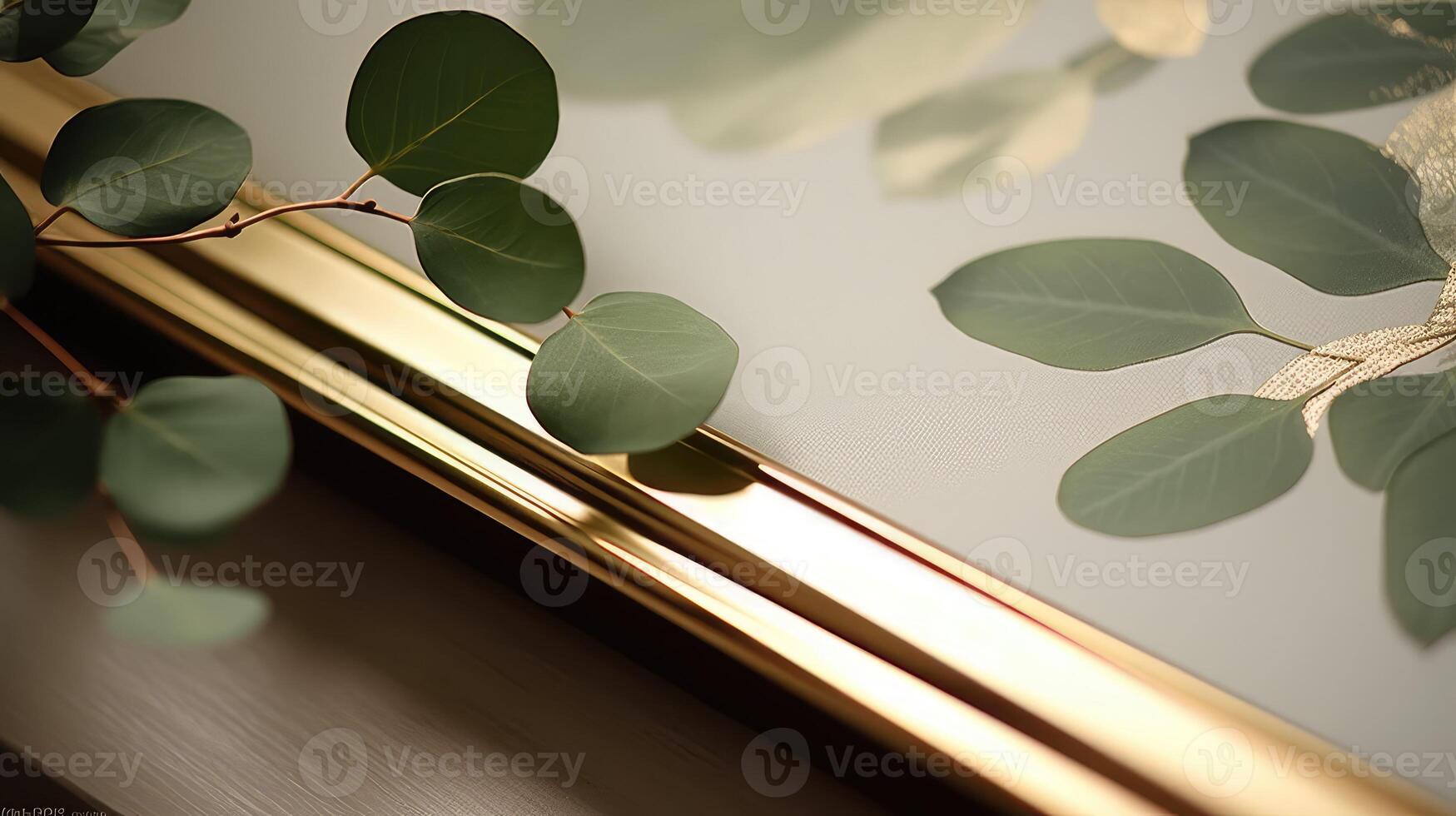 green eucalyptus with gold frame photo