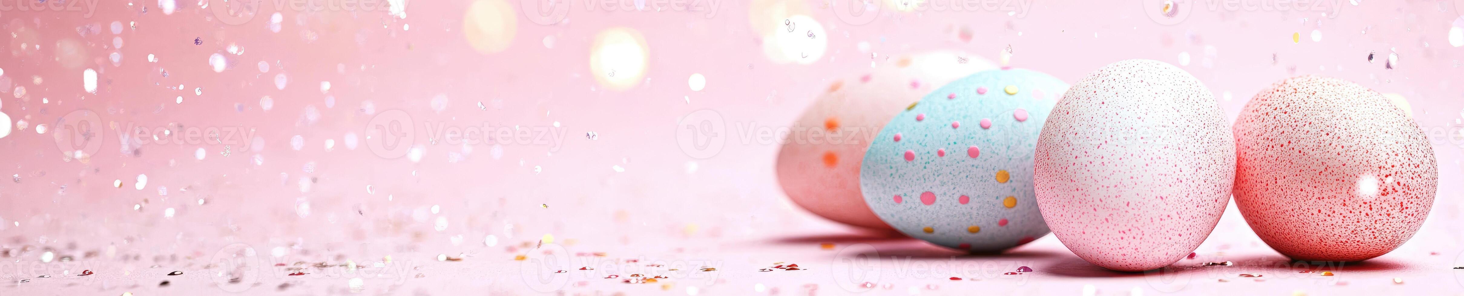 Soft pink gradient background with Easter egg celebration design for cards and posters photo