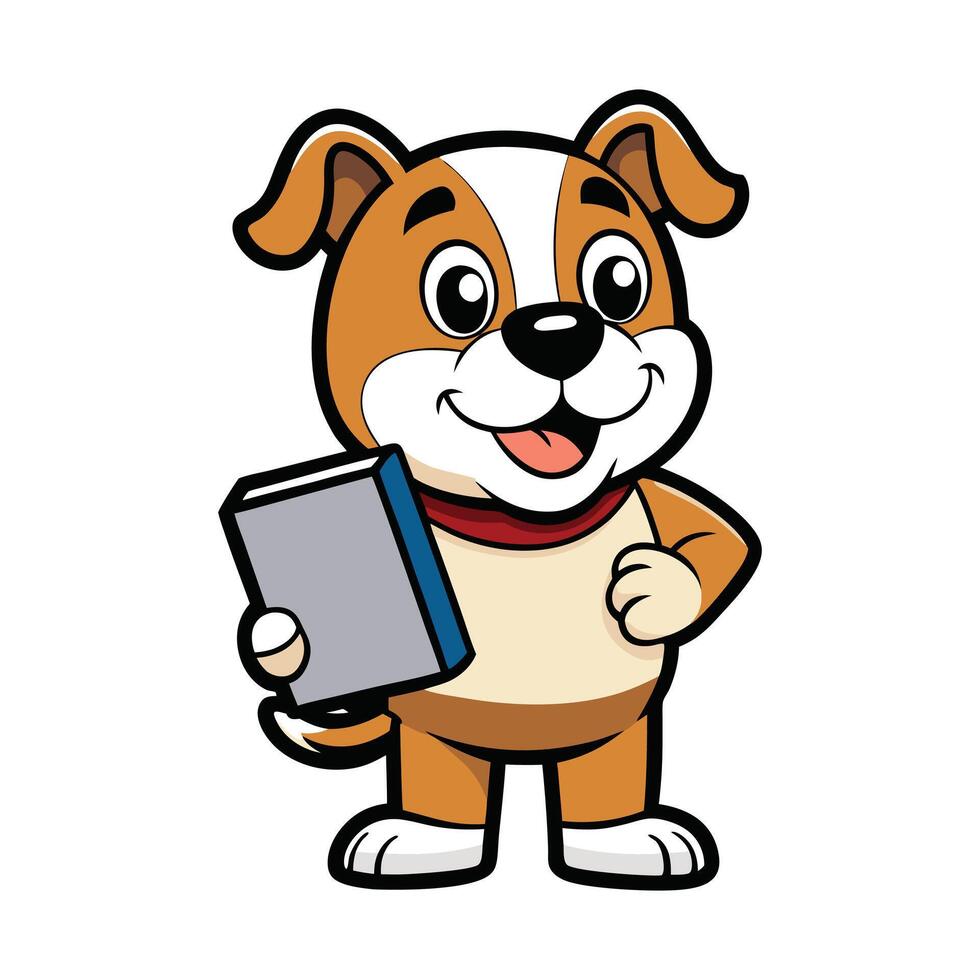Book Cartoon Featuring a Cute Bulldog vector