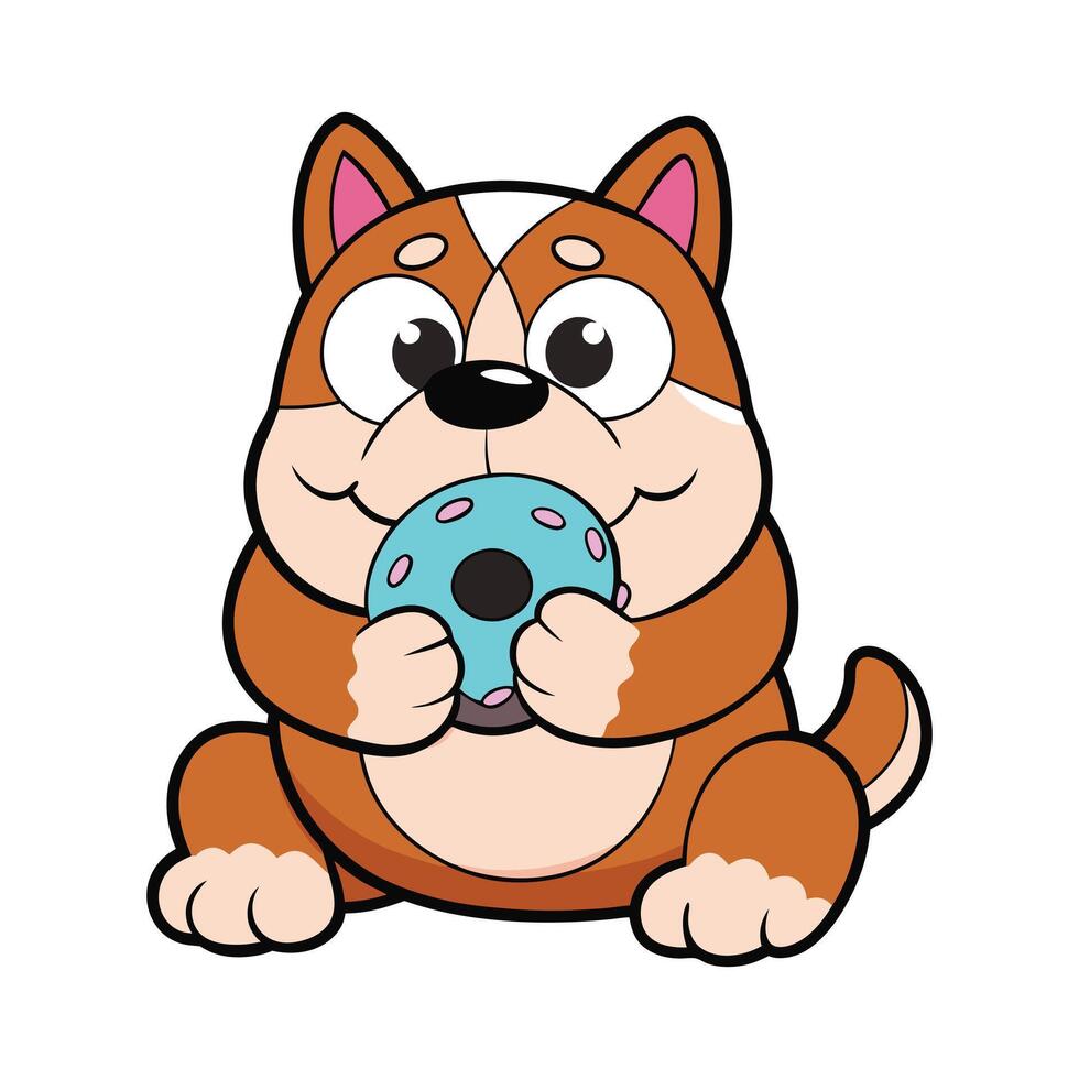Cute Bulldog Enjoying a Doughnut Feast vector