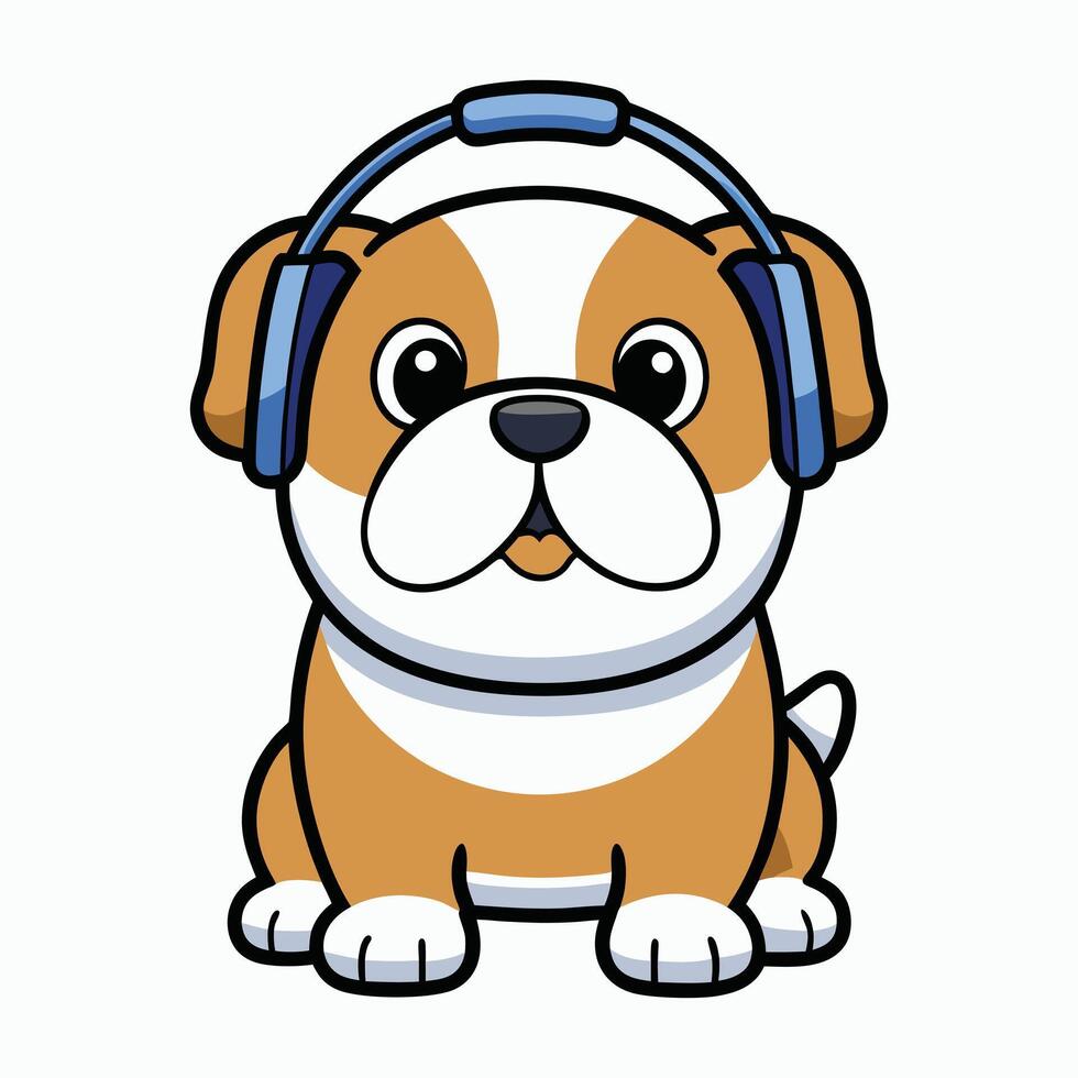 Cute Bulldog with a Music Note Aura vector