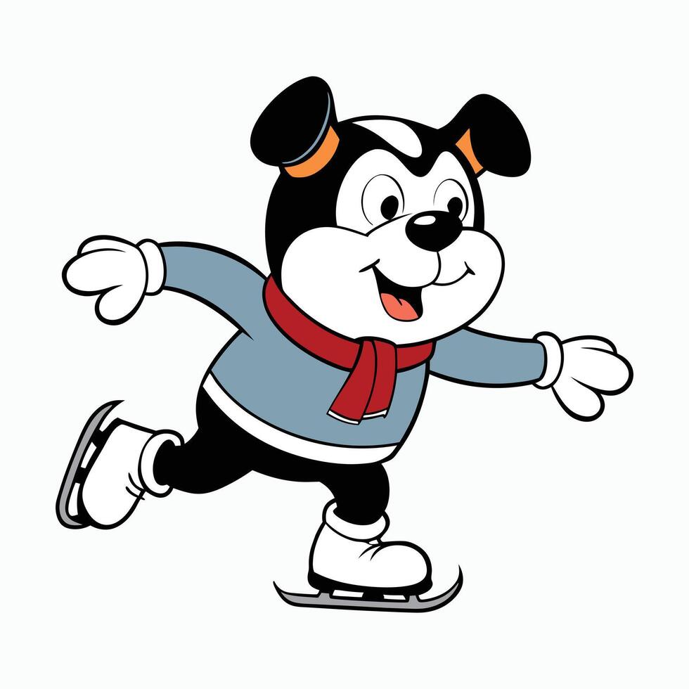 Adorable Bulldog Gliding on Ice vector