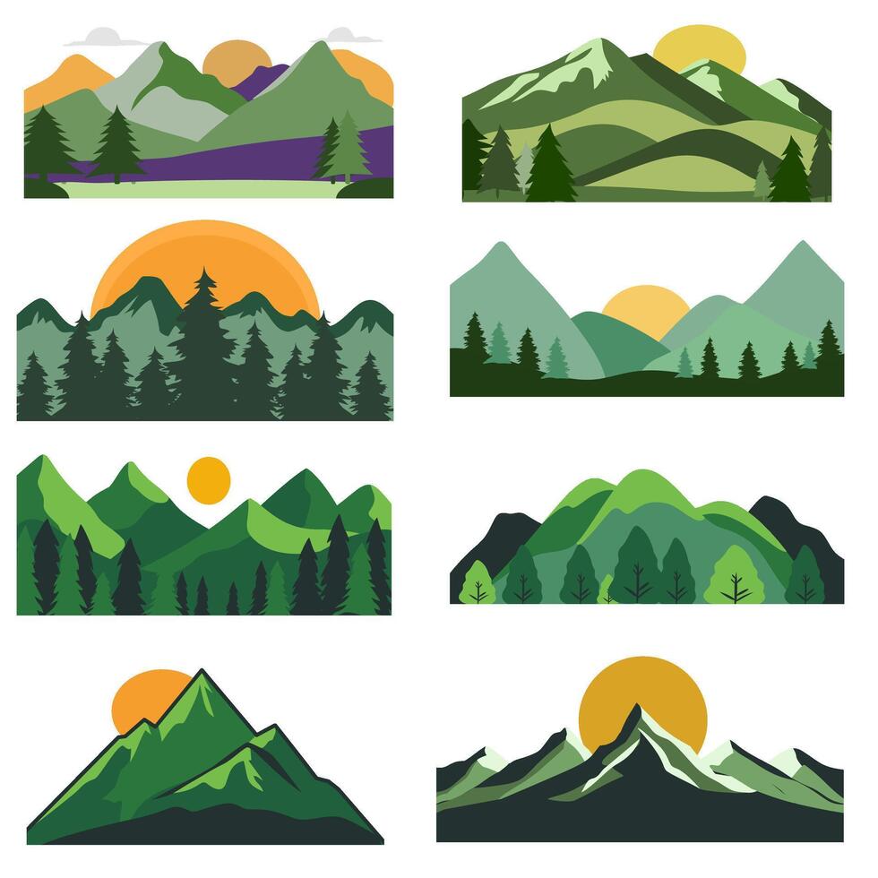 Big mountains and green tree vector