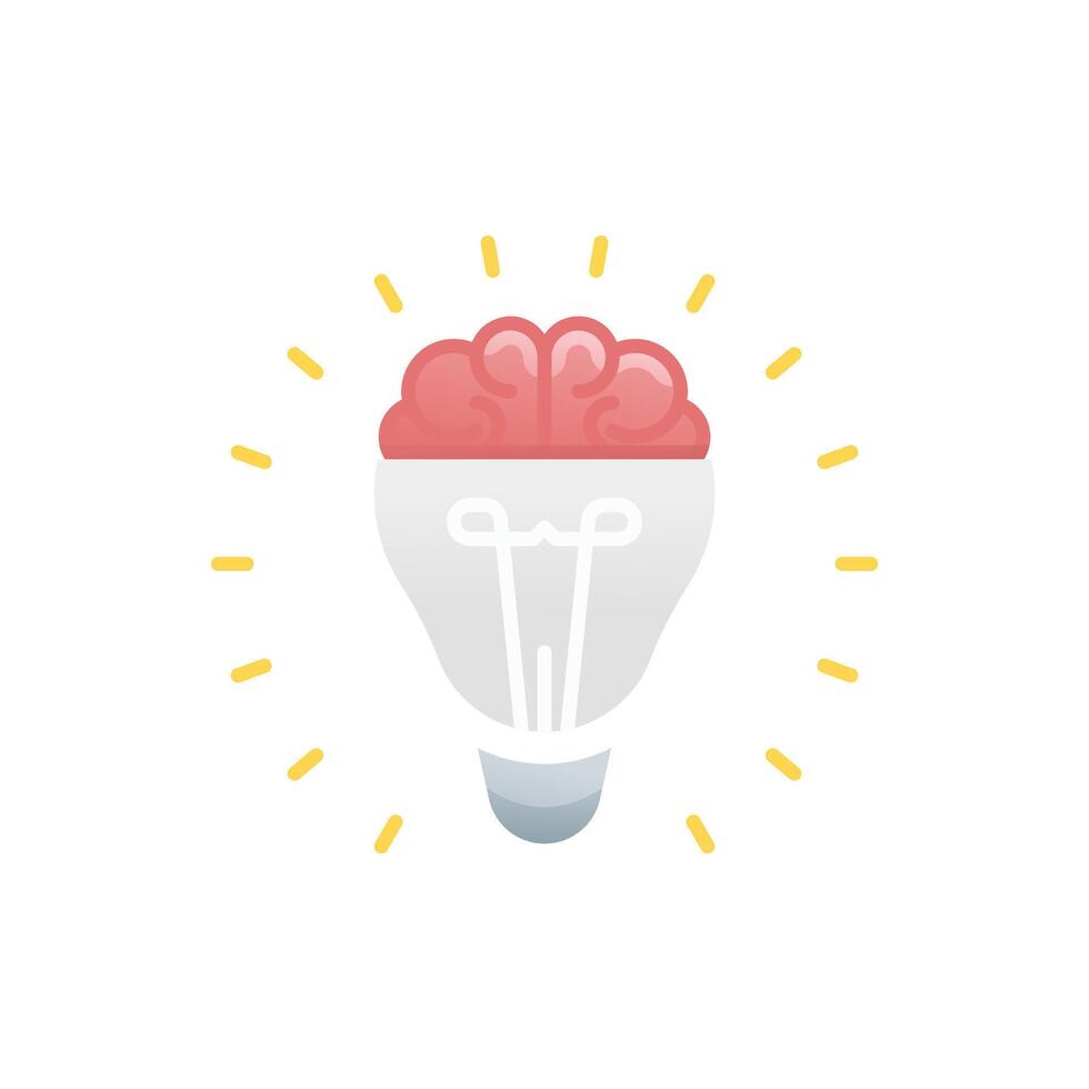 a light bulb with a brain inside vector
