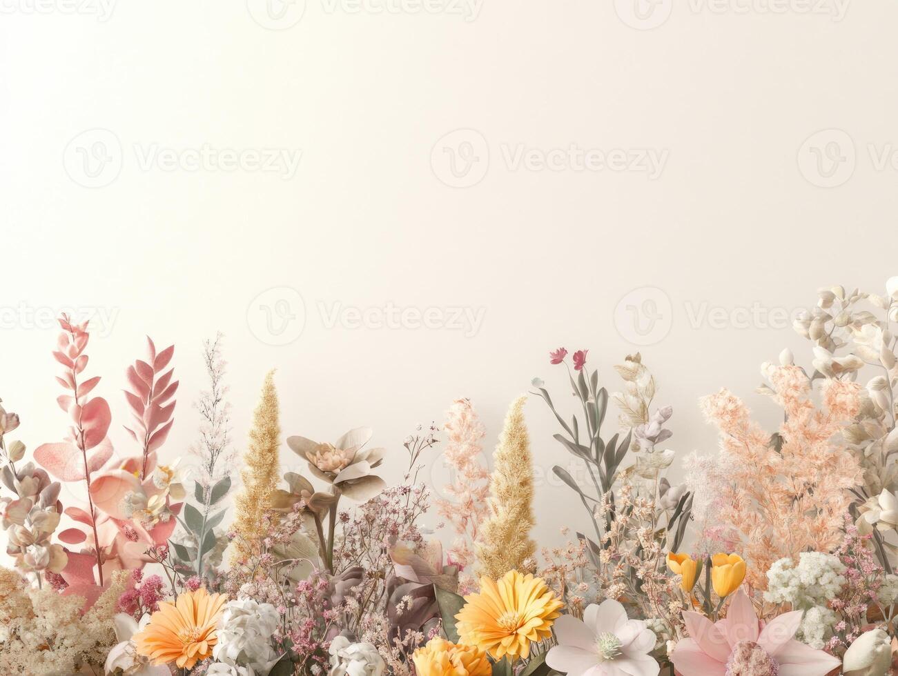Soft floral arrangement on light beige background for elegant design photo