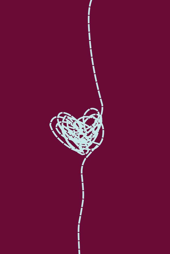 A drawing of a heart with a string attached to it vector