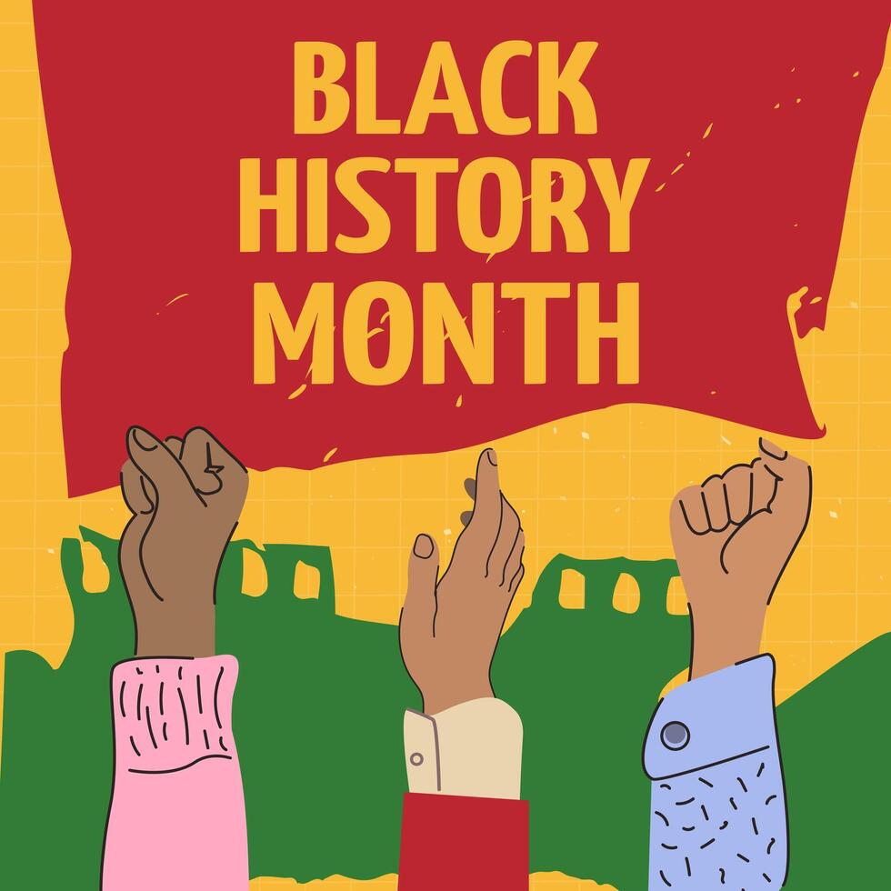 Diverse individuals come together to promote awareness and social justice, holding a sign that urges the community to stop racism and embrace equality. square concept design vector