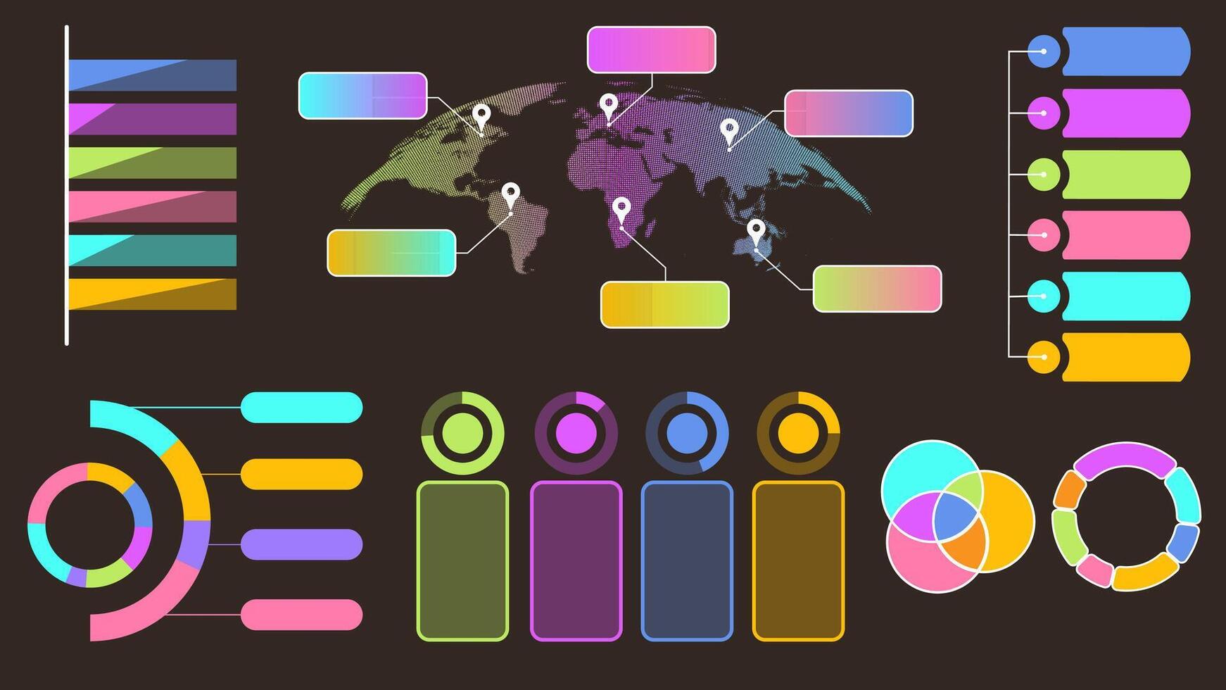 colorful infographic elements for business presentations in a flat, minimalistic style. vector