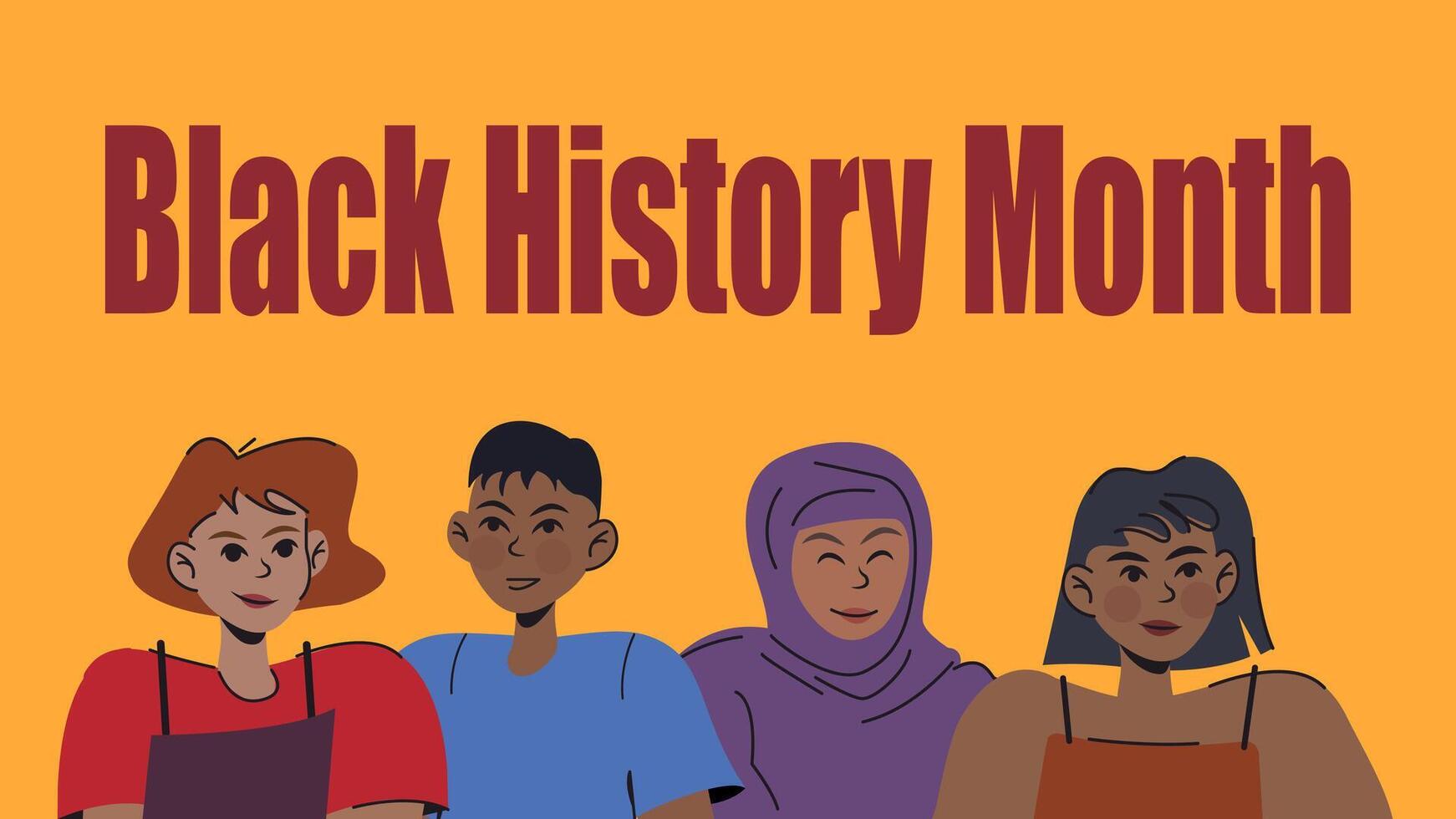 Black History Month as diverse individuals share their stories and experiences, highlighting unity and cultural heritage in a festive atmosphere. vector