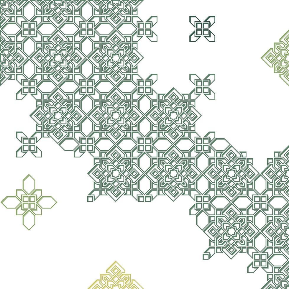 Green Pastel Islamic Ornament with Stroke and Silhouette Textured on Abstract Composition vector