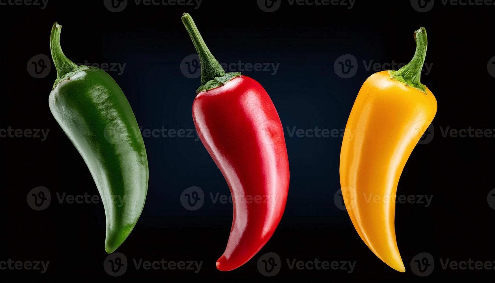 Vibrant Colorful Hot Peppers in the Dark photo