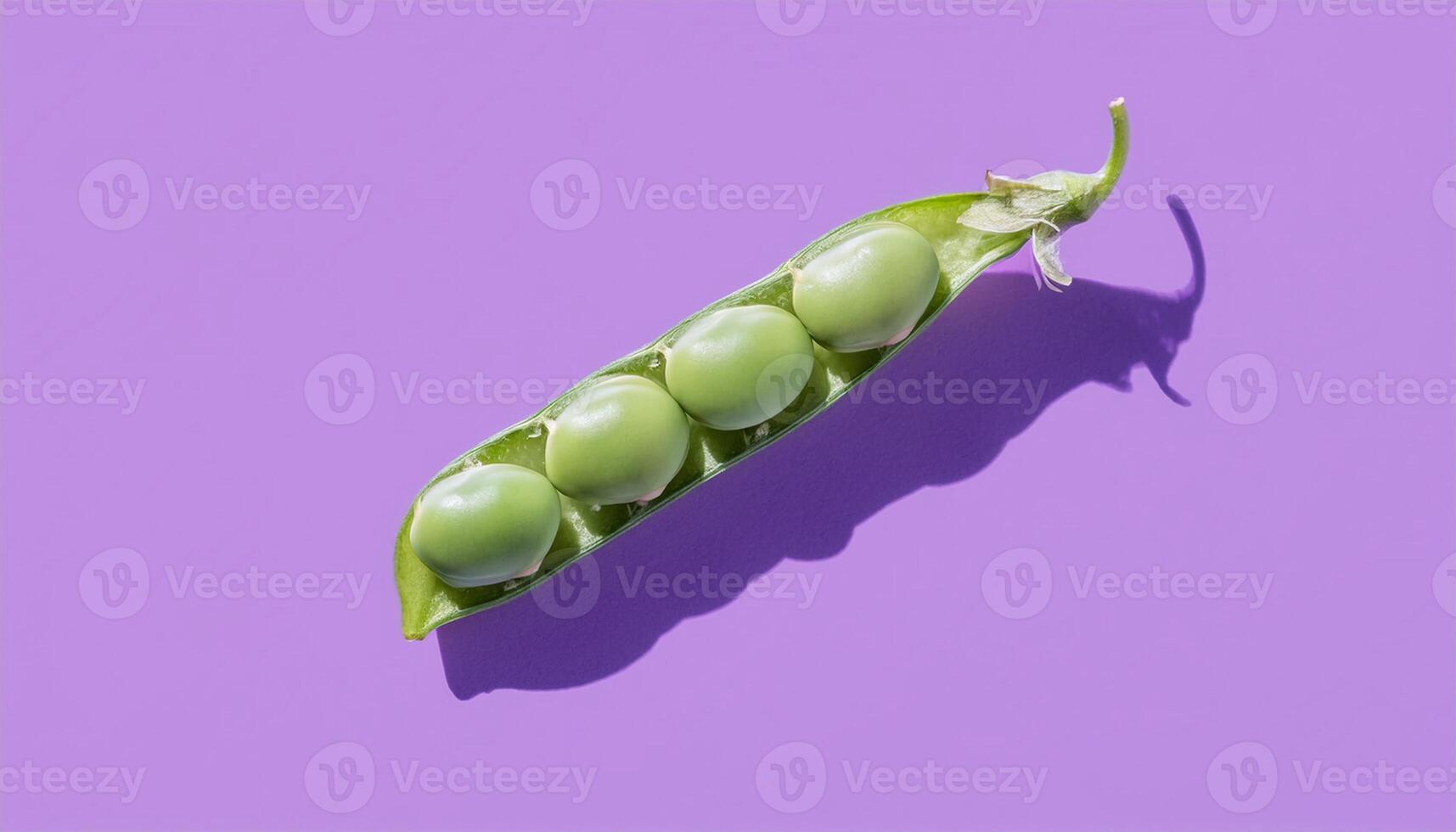 Fresh Green Beans on a Striking Purple Background photo
