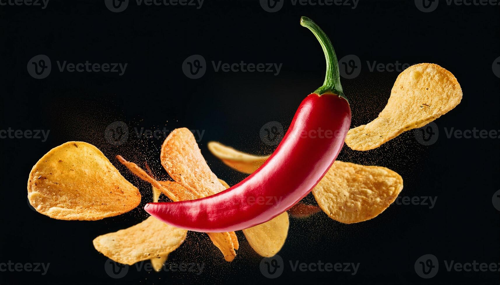 Spicy Hot Chili with Crunchy Chips in the Dark photo