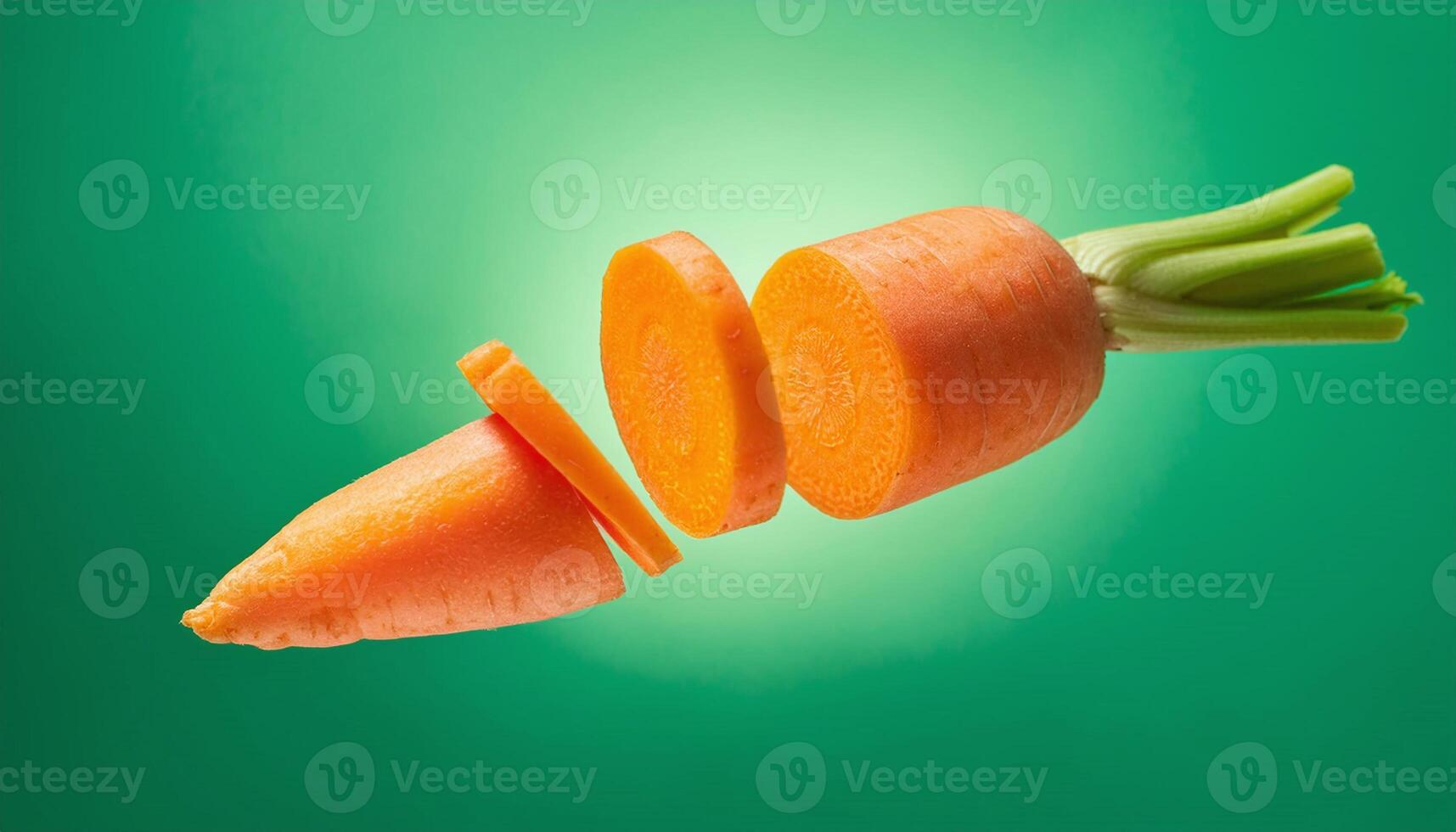 Fresh Carrot on a Vibrant Green Background photo