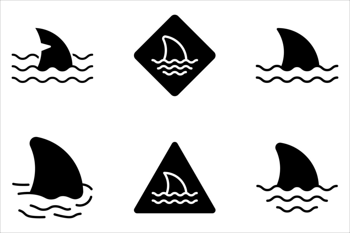 shark fin icon set on white vector