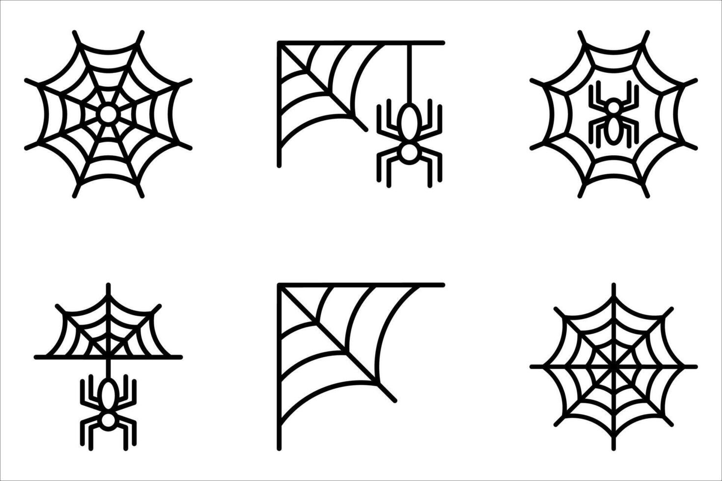 spider web icon set on white background. vector