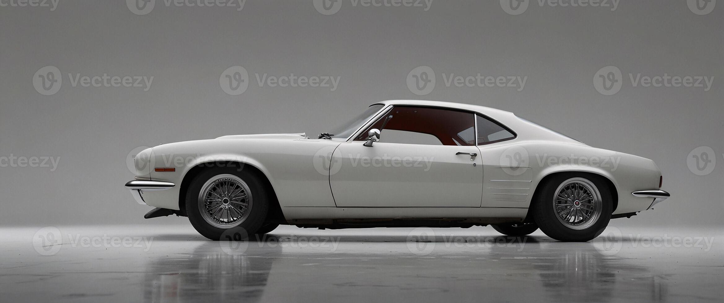 Retro style muscle car with a clean white backdrop photo