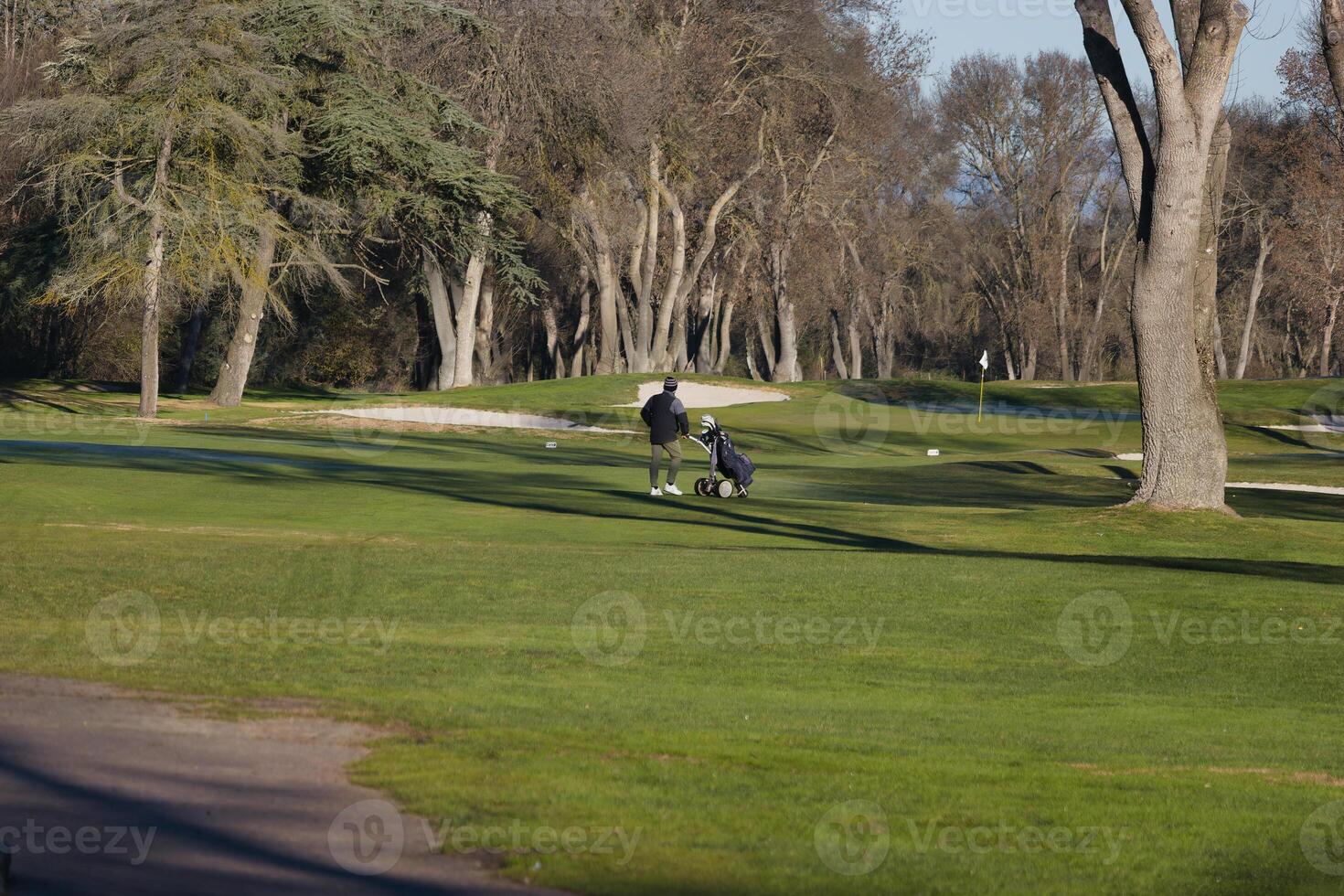 golf course, grass, green, recreation, view, player, photo