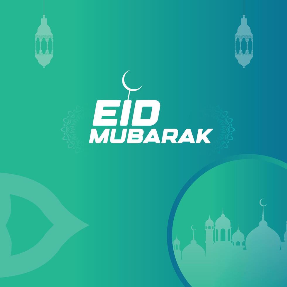 Eid mubarak islamic greeting card with empty background illustration vector