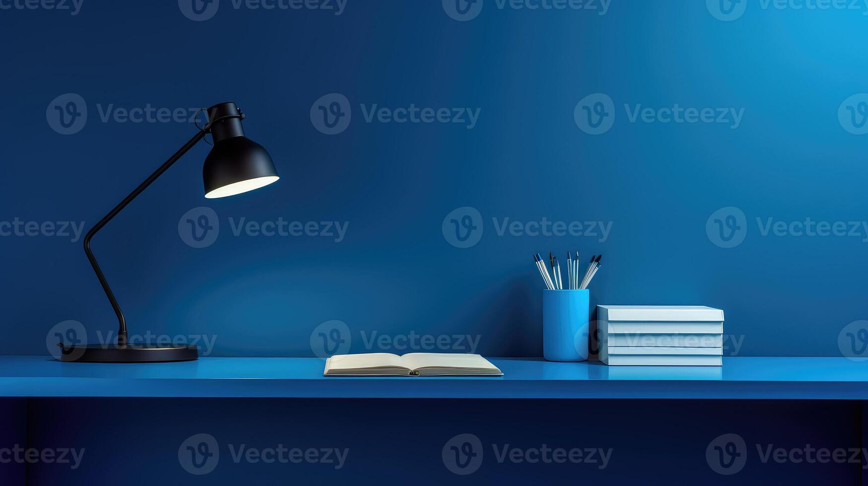 sleek office desk blue photo