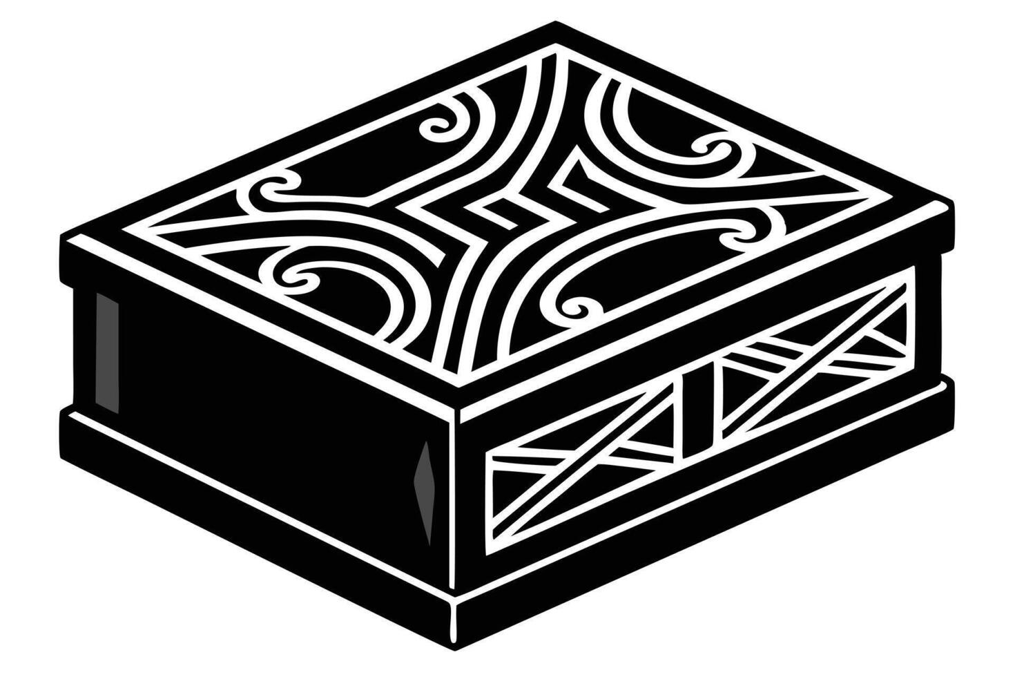 A Black and White Box with Maori-Inspired Design vector