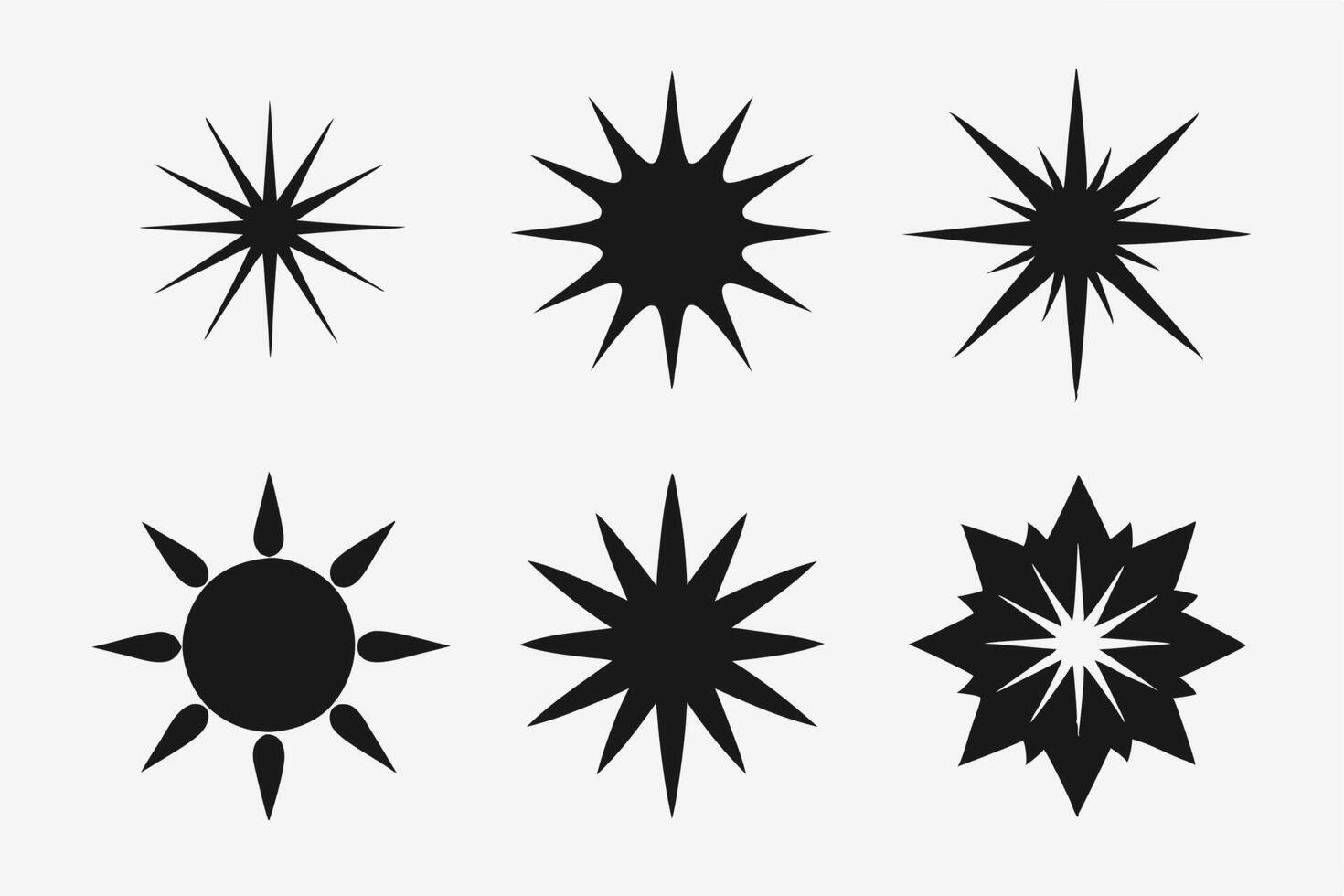 Six Variations of Sunburst and Starburst Icons vector