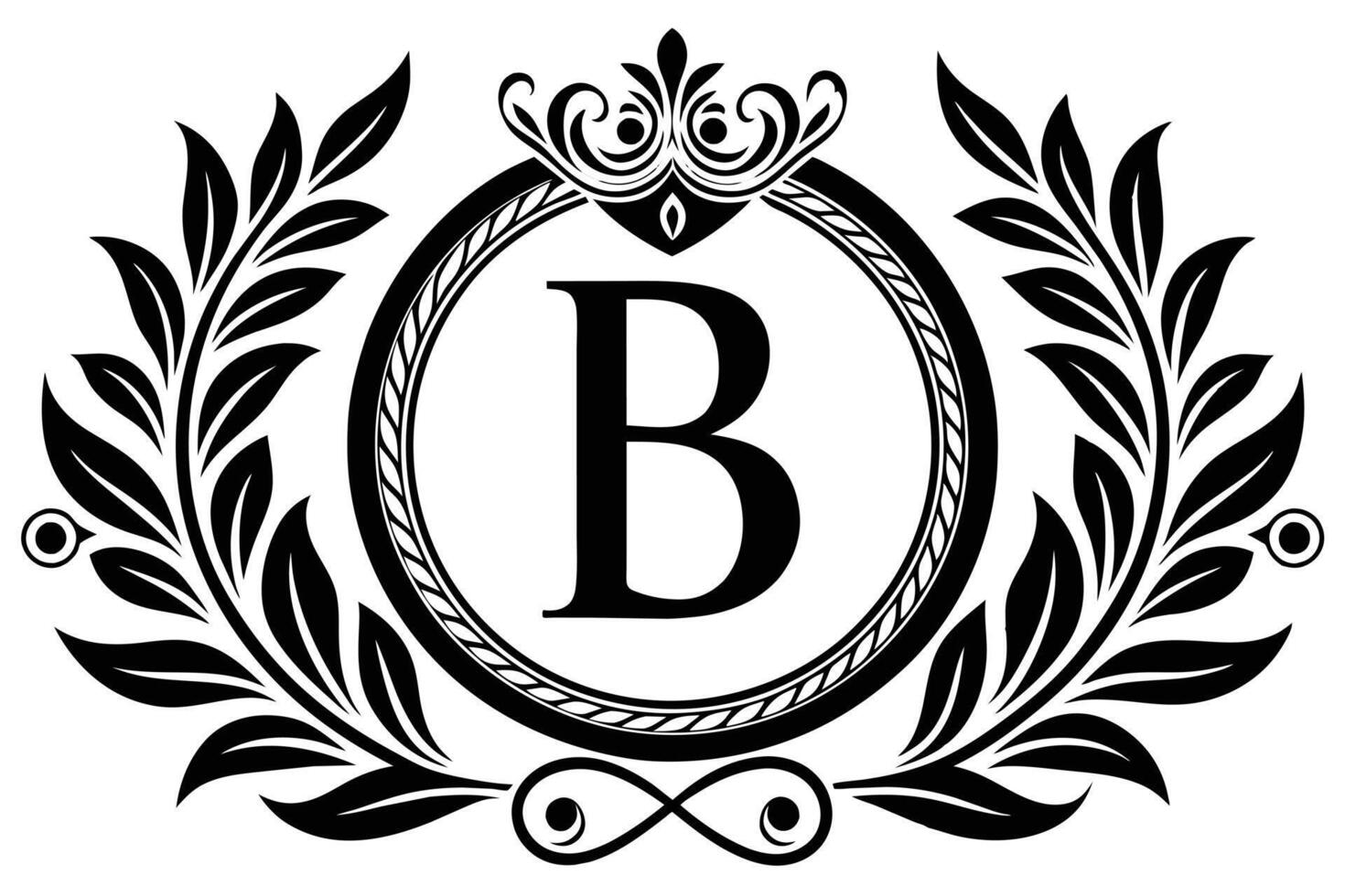 Elegant Monogram B with Ornate Laurel Wreath vector