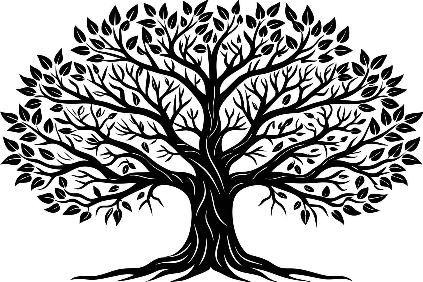 Intricate Black and White Tree Graphic Design vector