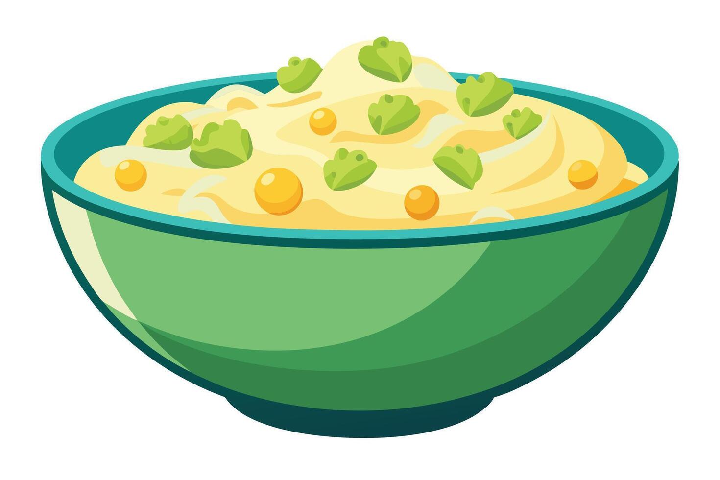 A Creamy Dish with Peas and Corn in a Green Bowl vector