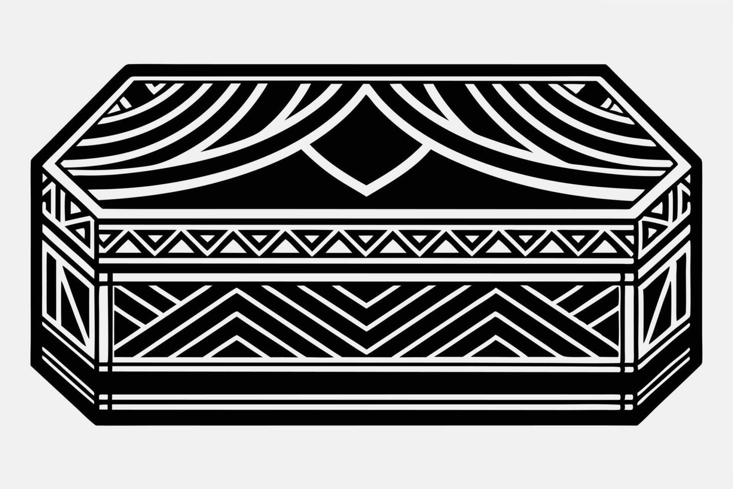 Black and White Box with Maori-Inspired Design vector
