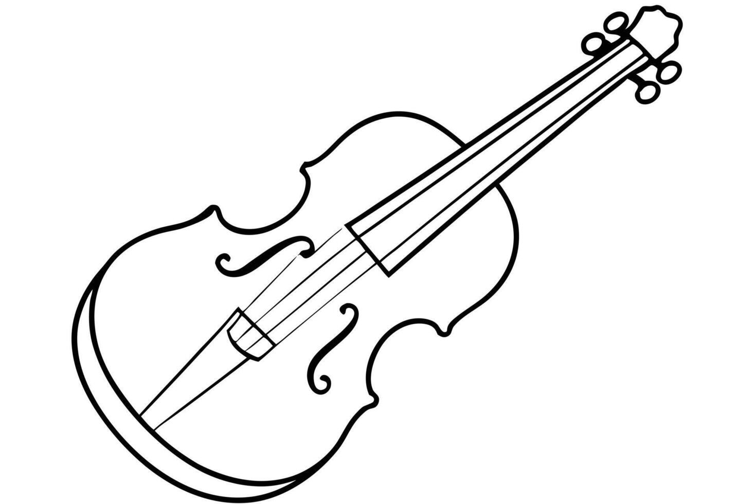 Simple black and white outline drawing of a violin. vector