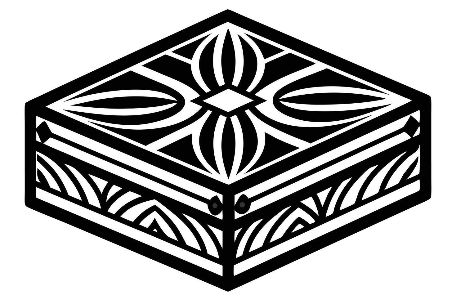 Ornate Black and White Box with Maori-Inspired Design vector