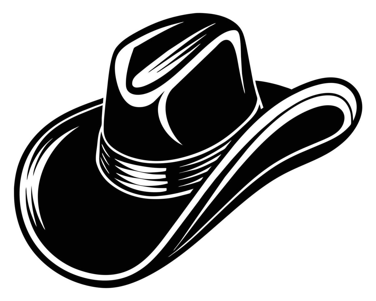Stylish Black and White Cowboy Hat Graphic vector