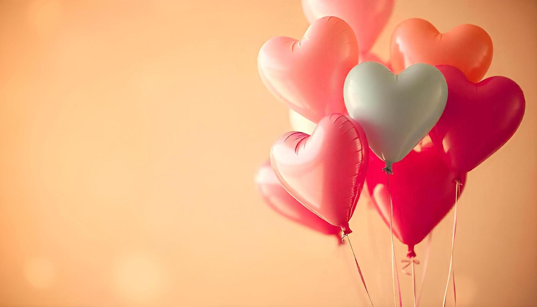 heart shaped balloons on a pink background photo