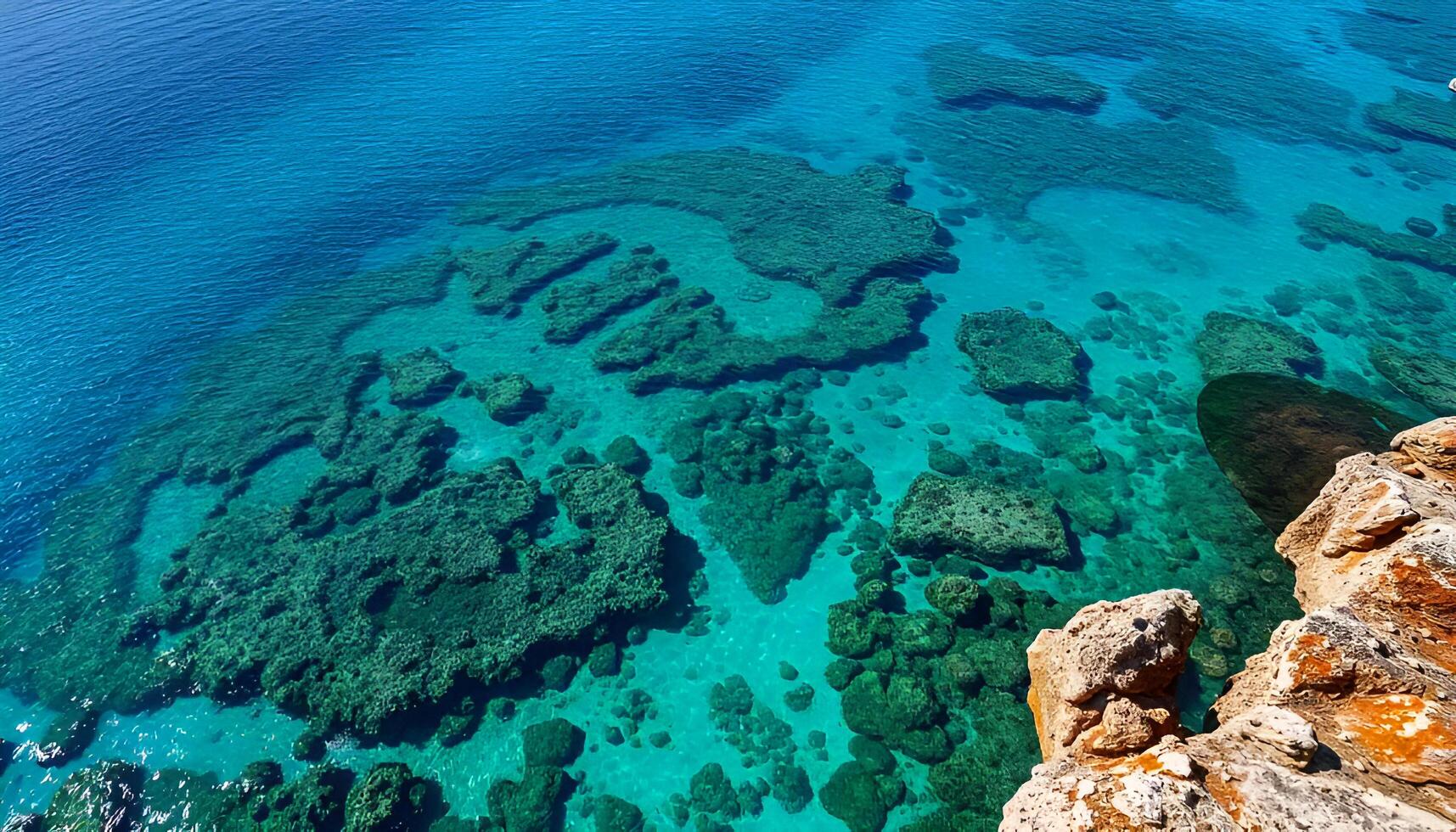 the view from the top of a cliff overlooking the ocean photo