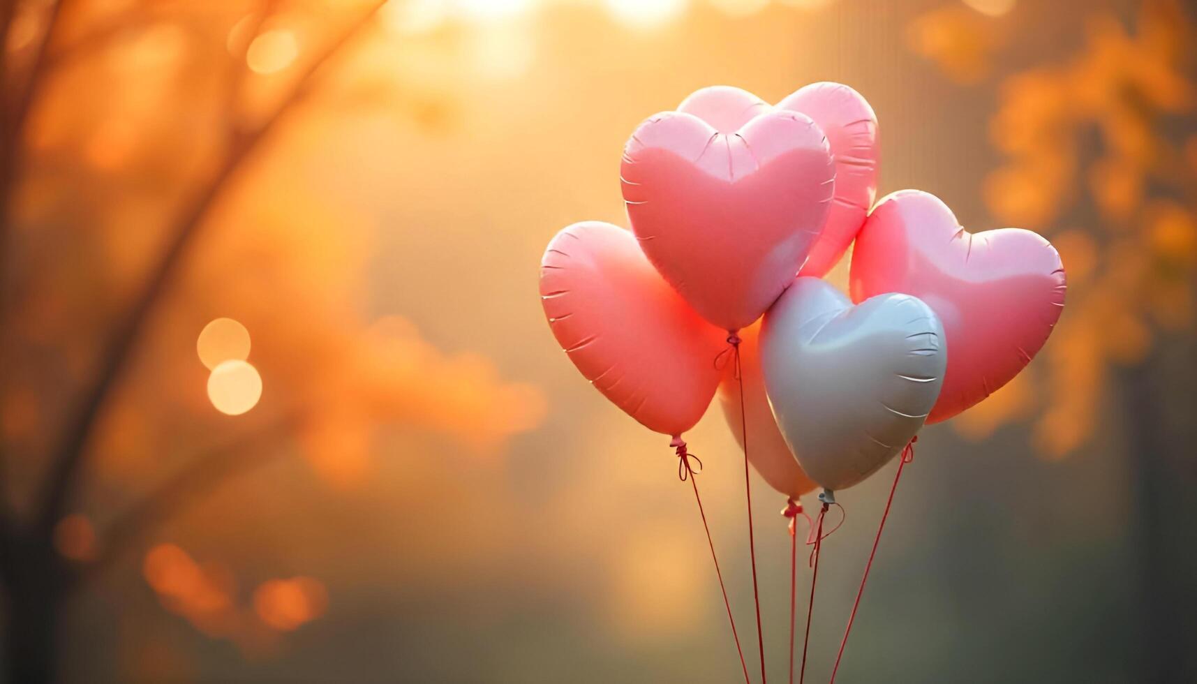 heart shaped balloons in the air photo