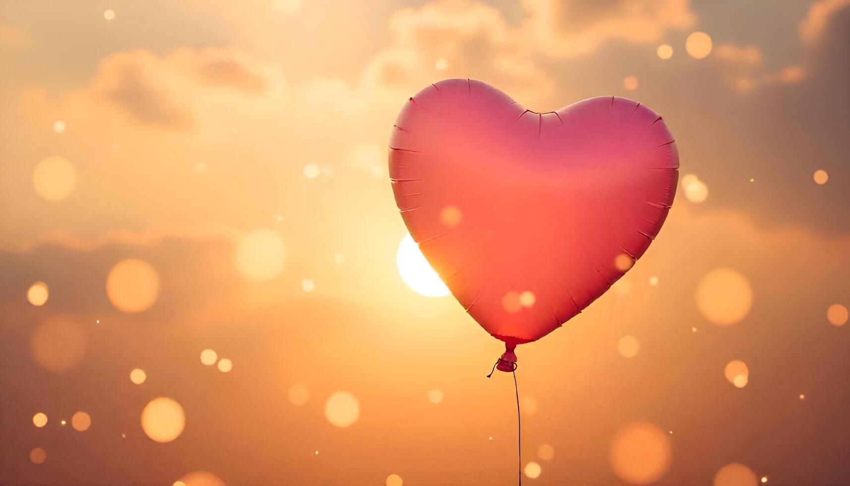 a heart shaped balloon floating in the air photo