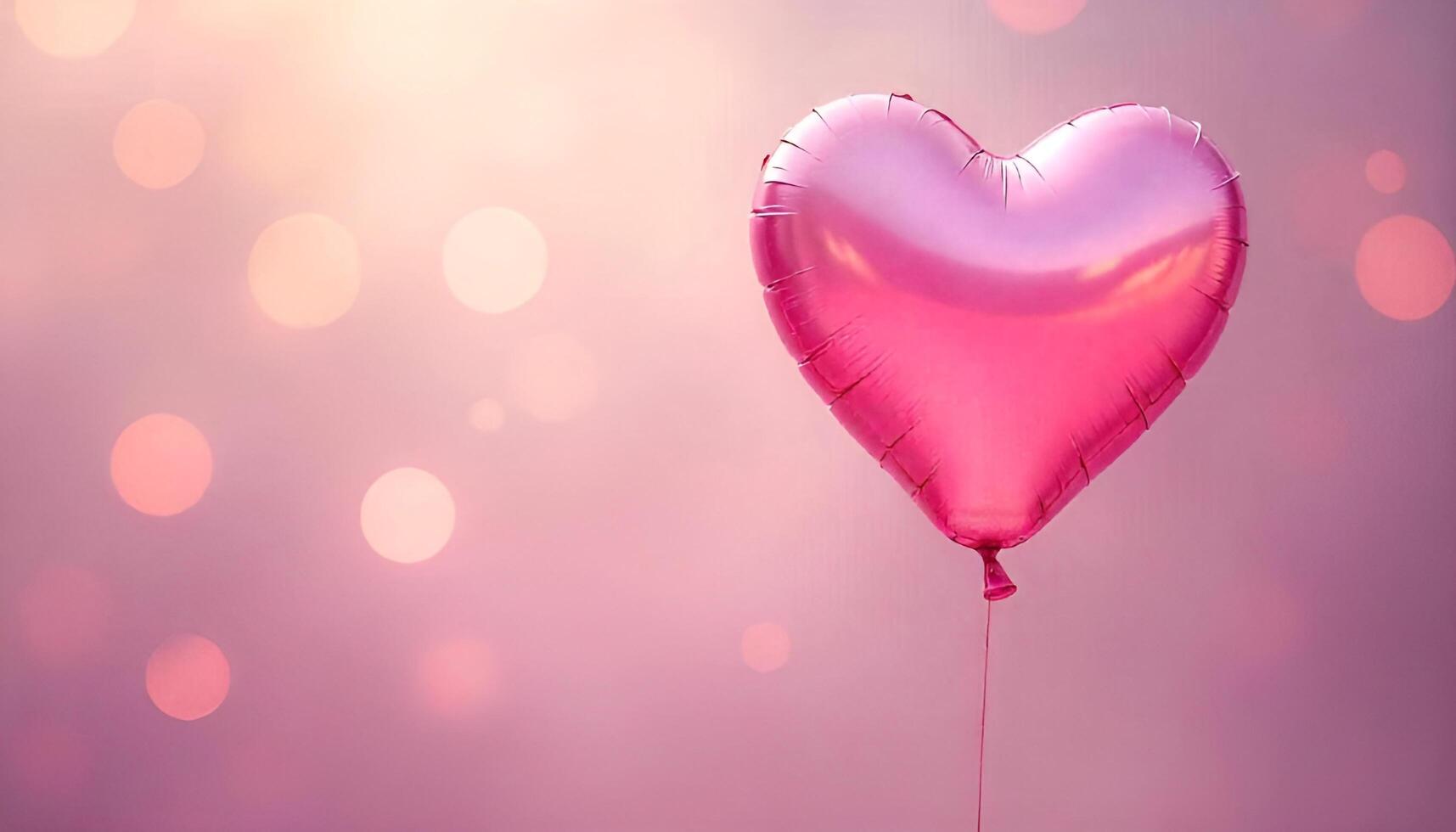 a pink heart shaped balloon is floating in the air photo