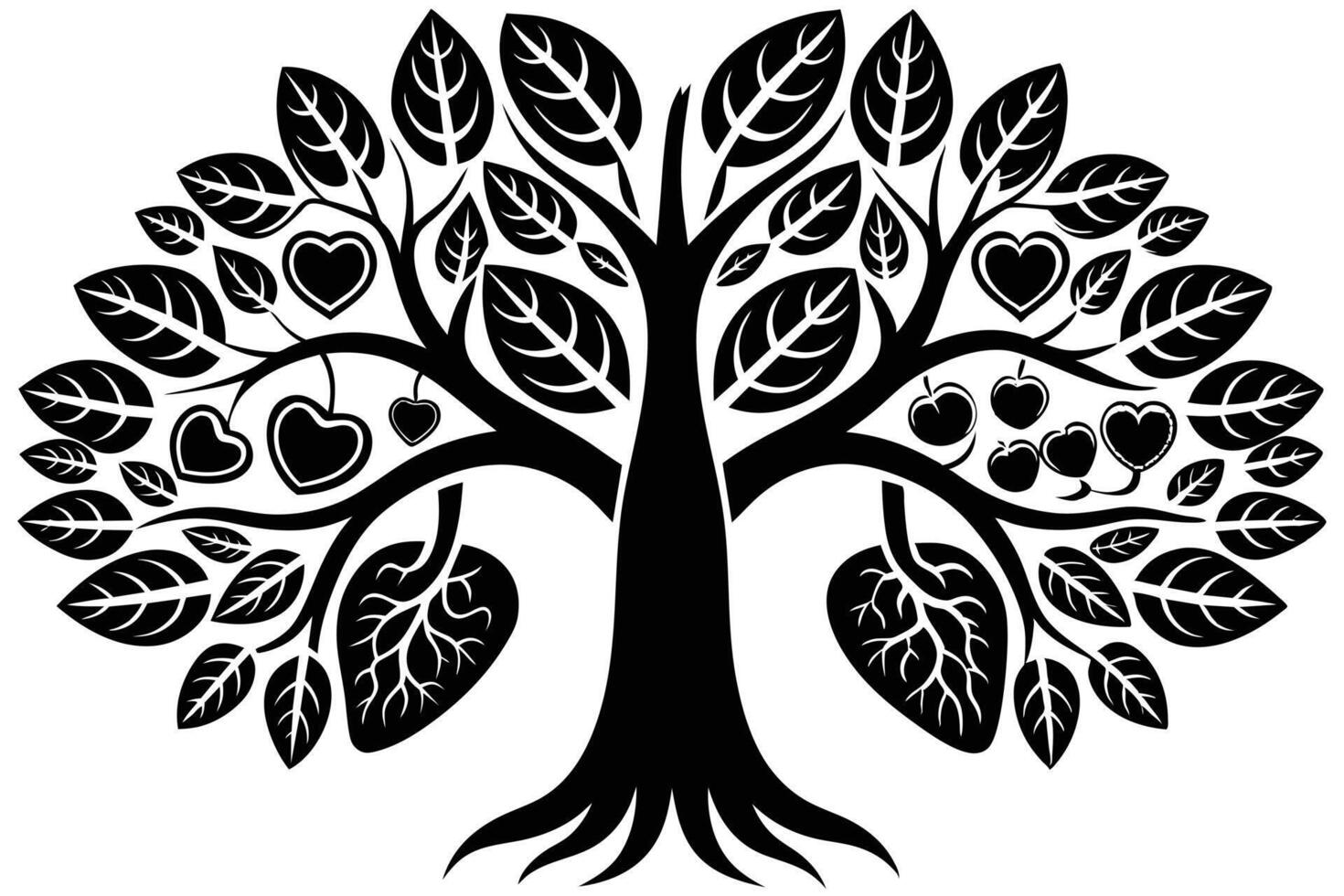 A Black and White Tree of Life Illustration vector