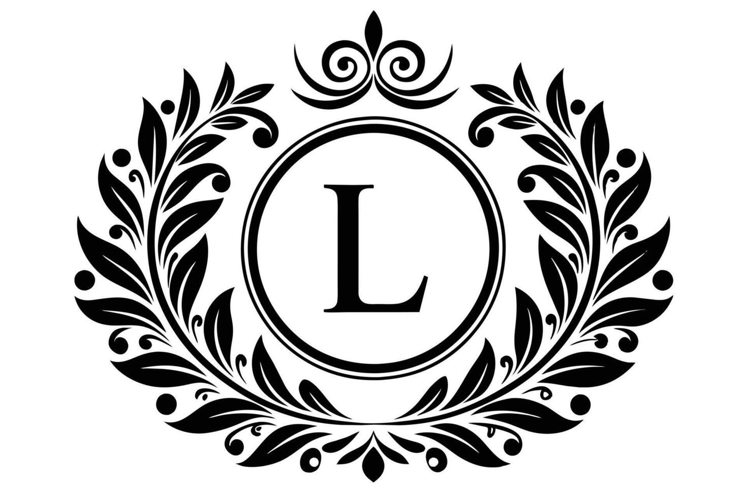 A Black and White Monogram L Design vector